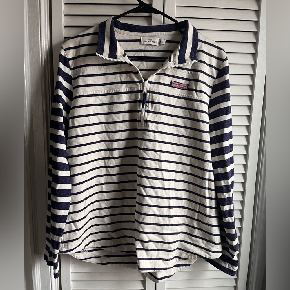 Vineyard Vines | Quarter Zip Pull Over Cotton Navy Large